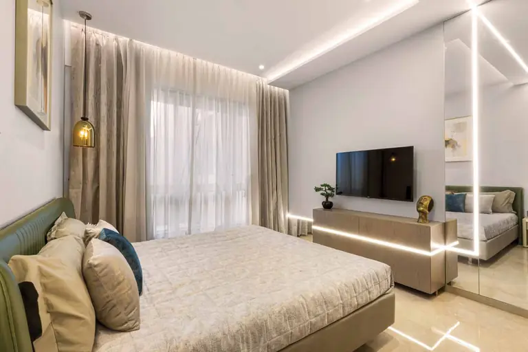 Second bedroom in the show flat at Dosti Greenscapes, Hadapsar, Pune