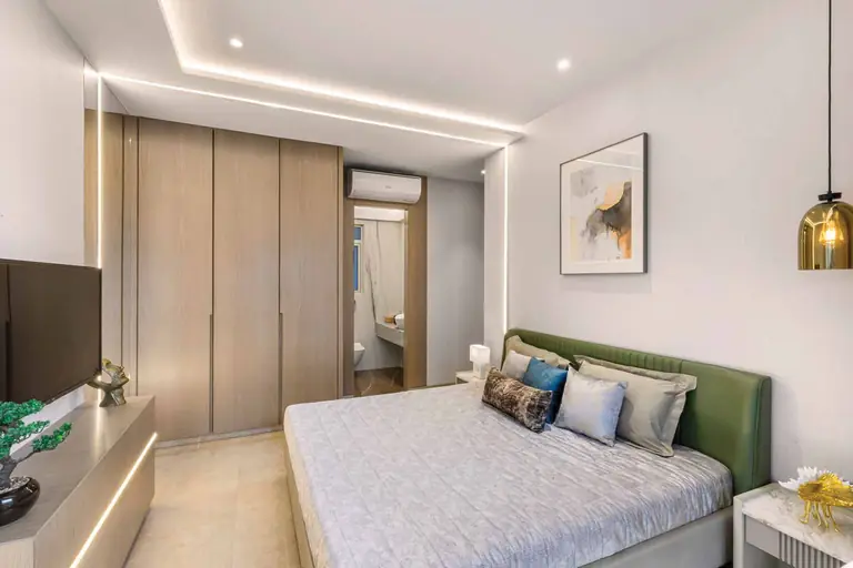 Master bedroom in the show flat at Dosti Greenscapes, Hadapsar, Pune