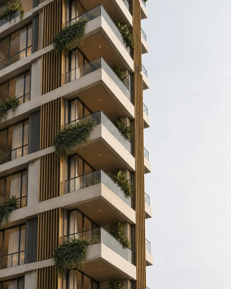 Corner residence with three sides open and two balconies in every 3 BHK